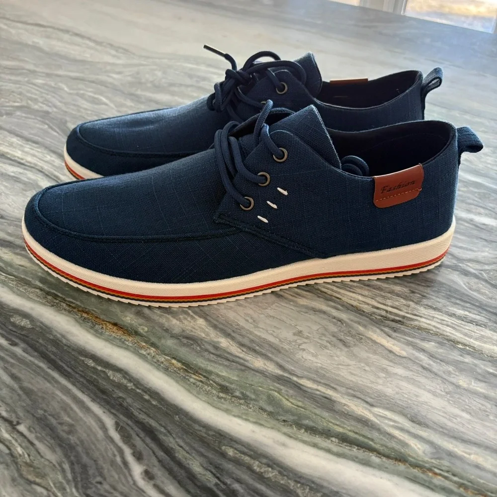 NEW Mens Navy‎ Lightweight Lace-Up Canvas Sneakers Size US 10.5 / 11